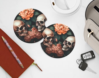 Accessori per auto con teschi, Teschio di zucchero, Sottobicchieri pirata, Sottobicchieri per auto con teschi, Sottobicchiere portabicchieri, Sottobicchiere per auto Goth, Regalo per auto nuove, Pietra ollare