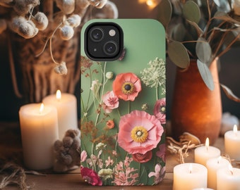 Pressed Flower Design Phone Case for iPhone 15 14 Pro Max Case Samsung Google, Phone Cover, Pressed Flowers Case, bohochic Floral Design