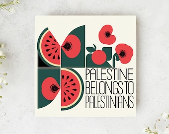 Autocollant palestinien résistance, autocollant Gaza, stickers activisme, Palestine libre, pastèque et pavot, la Palestine est pour les Palestiniens