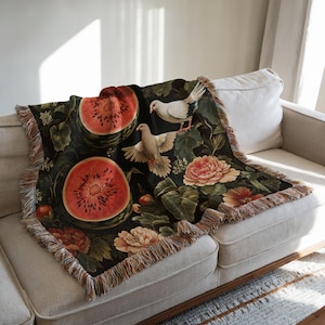 Palestine Blanket, Keffiyeh Throw Blanket, Cozy Couch Blanket, Palestinian Watermelon Throw, Palestine Poppies Blanket, Palestine Home Decor