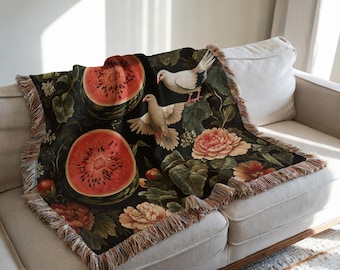Palestine Blanket, Keffiyeh Throw Blanket, Cozy Couch Blanket, Palestinian Watermelon Throw, Palestine Poppies Blanket, Palestine Home Decor