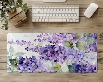 Purple Wisteria Desk Mat | Pastel Floral Office Decor | Regency Floral Extra Large Desk Mat  | Large Mouse Pad Wisteria Demon | Wrist Rest