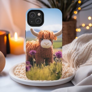 ハイランド牛の携帯電話ケース、iPhone、Samsung、Google、ケース、14 15 Pro Max、スマートフォンケース、ウエスタン携帯電話ケース、タフケース、面白い牛のギフト