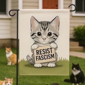 Drapeau de jardin antifascisme pour amoureux des chats, bannière de jardin résistante aux chats noirs, décoration de chat, drapeau de jardin extérieur, décoration maison et jardin, cadeau pour les amoureux des animaux