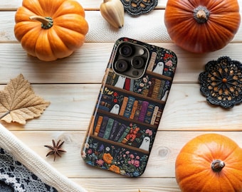 Ghosts and Flowers Phone Case, Dark Academia Cottagecore Case, Iphone 14, S24 Plus Ultra, Cute Spooky Ghost Floral Phone, Halloween Case