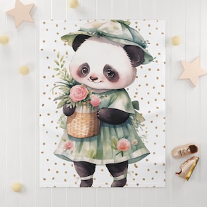 Panda Bear Baby Blanket | Lovey Blanket Sensory | Newborn Gift | Baby Shower Gift | Panda Bear Milestone Blanket | Toddler Blanket | Bamboo