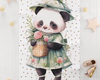 Panda Björn Babyfilt | Kärleksfull Filt Sensorisk | Nyföddpresent | Babyshowerpresent | Panda Björn Milstolpefilt | Småbarnsfilt | Bambu