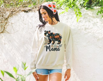 Mama Bear Sweatshirt | Mothers Day | Mom Sweatshirt | Floral Prints | Mom Gift | Mom Hoodie | Boho Mama Bear Hoodie | Mother'S Day Gift
