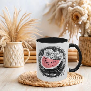 Palestine Coffee Mug (11, 15oz), Free Palestine | Gift For Palestinian| Palestinian Keffiyeh Mug | Political Gifts | I Stand With Palestine