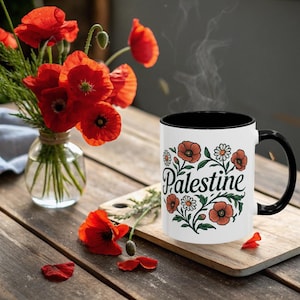 Palestine Coffee Mug (11, 15oz), Free Palestine | Gift For Palestinian| Palestinian Keffiyeh Mug | Political Gifts | I Stand With Palestine