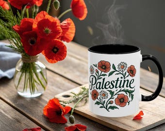 Palestine Coffee Mug (11, 15oz), Free Palestine | Gift For Palestinian| Palestinian Keffiyeh Mug | Political Gifts | I Stand With Palestine