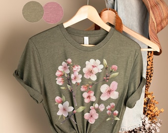 Camisa Cherry Blossom / Camisa japonesa / Camiseta Cherry / Camiseta Kanji / Hola camisa primaveral / Estética japonesa / Regalo para ella / Flor silvestre