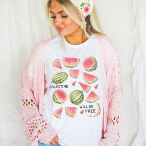 Palästina Wassermelone Tshirt, Wassermelone Shirt, Free Palästina Shirt, palästinensische Frucht, Speichern Gaza Shirt, Gaza Charity, Wassermelone Flagge