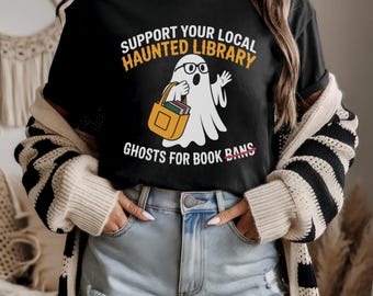 Ghost Reading Banned Books T-Shirt: Librarian Gift, Social Justice Tee