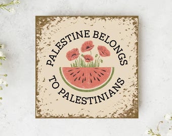 Autocollant palestinien résistance, autocollant Gaza, stickers activisme, Palestine libre, pastèque et pavot, la Palestine est pour les Palestiniens