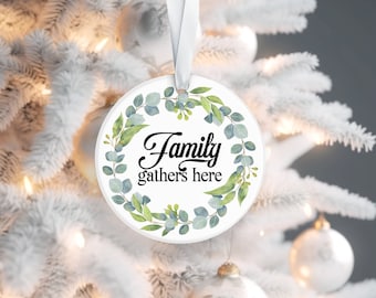 Christmas Ornaments Family Reunion, Family Christmas Ornament, Family Tree, Eucalyptus Decor, Christmas Keepsake, Reunion Party Favors