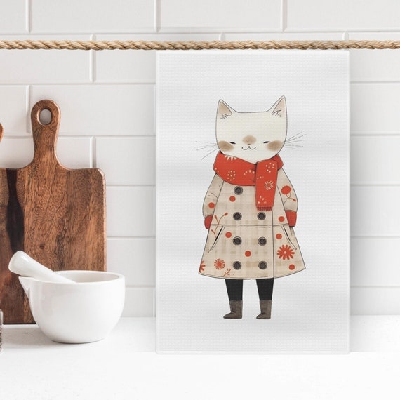 Katzen Print Geschirrtuch: 100% Baumwolle Küchen Dekor