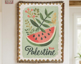 Palestine Blanket, Keffiyeh Throw, Not A Watermelon Blanket, Palestinian Kufiya Blanket, Palestine Poppies Blanket, Arab Home Decor, Olive
