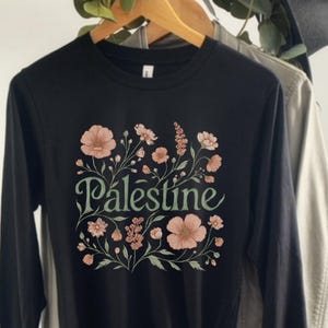Camisa Palestina de Manga Longa, Blusa Cultural Floral Palestina, Moda Ativista, Roupas de Apoio à Palestina, Presente Único, Libertem Gaza, Apoio