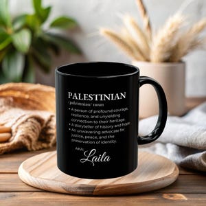 Palestine Coffee Mug, Free Palestine Gift, Palestinian Home Decor, Support Gaza Fundraiser, Palestine Tea Cup, Personalised Name Definition