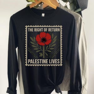 Palestine Watermelon Long Sleeve Tee, Free Palestine Lives, The Right of Return, Activist Apparel, Gift Human Rights, Palestinian Flowers