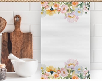 Watercolor Floral Tea Towel | Spring Kitchen Decor