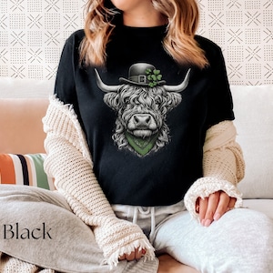St Patricks Day Cow Shirt | Lucky Shirt | Life Tee | Lucky Tee | Retro St. Patty&#39;S Day | Highland Cow T | St Patrick&#39;s Day T | Irish Cow