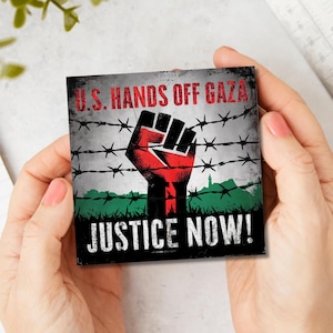 Gaza Sticker, Activism Square Stickers, Free Palestine Sticker, Support Gaza, Donate to Palestine, Water Proof Vinyl Sticker, Justice Now