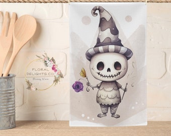 Uroczy kuchenny ręcznik w kształcie szkieletu na Halloween | Jesienny wystrój kuchni