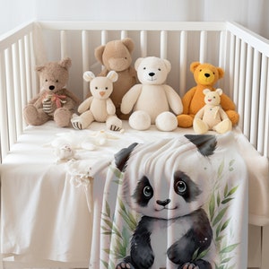 Panda Bear Baby Blanket | Lovey Blanket Sensory | Newborn Gift | Baby Shower Gift | Panda Bear Milestone Blanket | Toddler Blanket | Bamboo