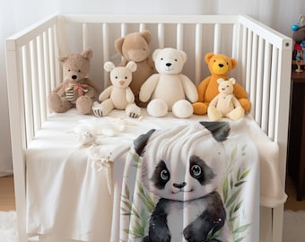 Panda Björn Babyfilt | Kärleksfull Filt Sensorisk | Nyföddpresent | Babyshowerpresent | Panda Björn Milstolpefilt | Småbarnsfilt | Bambu
