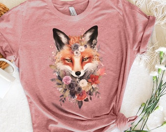 Forestcore Fox Shirt, Dark Academia, Wildlife Shirt, Forest Animal T-shirt, Fox Lover Shirt, Forestcore, Forest Animal Jersey Tee, Floral T