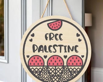 Palästina Wassermelone Holzschild: Tatreez Wall Art