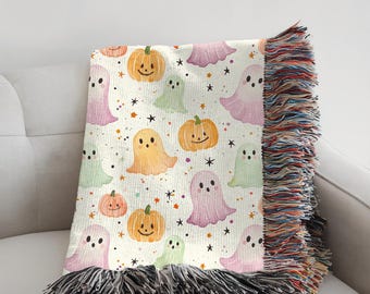 Pink Ghost Halloween Blanket, Cozy Soft Throw, Spooky Decor, Perfect Gift for Kids, Halloween, Pink Throw Halloween Cute Ghost Baby Blanket