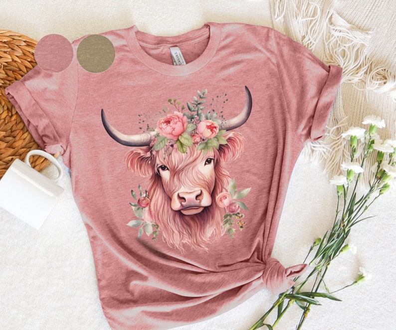 Skotsk höglandsko-t-shirt | Skotsk höglandsko-t-shirt | Boskap-t-shirt | Söt bonde-t-shirt | Skotsk ko-t-shirt | Skotsk höglandsko-t-shirt, bondgårdsliv bild 1