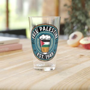 Palestine glass tumbler, unique Palestinian decor, coffee cup gift, Islamic tumbler, stylish drinkware, Pint Glass, Free Palestine, Gaza