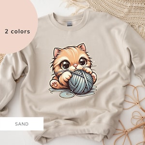 Kawaii Cat Gildan 18000-sweater, kattenkwaad van garen