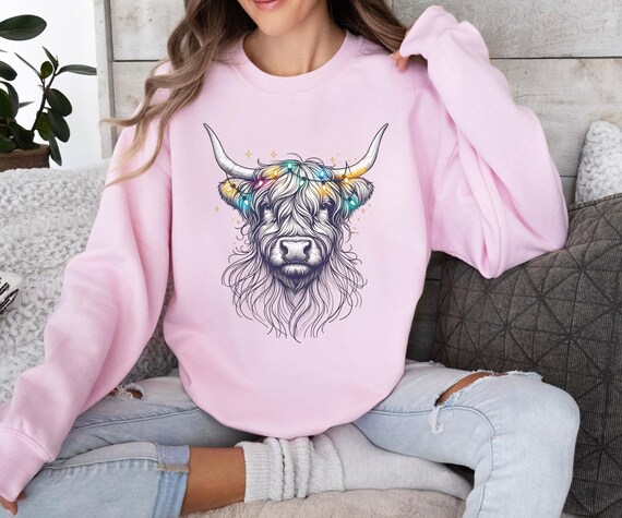Pull Noël Femme Motif Vache Highland - Doublure Polaire Sherpa Chaud - Style Streetwear Y2K