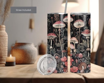 Mushrooms Tumbler | Cottage Core | 3D Inspired Mushroom Mug Gift For Women | Mushrooms Lovers Gift | Travel Mug | Coffee Mug | Fairycore