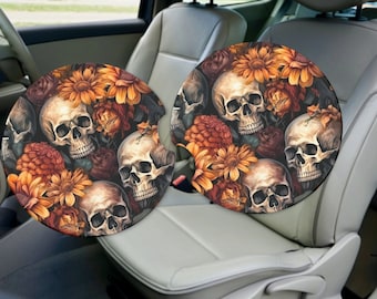 Teschio sottobicchiere per auto, Accessori per auto, Giorno dei morti, Set di 2, Decorazione teschio, Sottobicchiere per auto, Portabicchieri per auto di Halloween, Sottobicchieri pirata