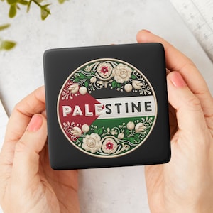 Palestine Car Magnet, Free Palestine, Refrigerator Porcelain Magnet, 2inches Square, Falastine Design, Palestine AlQuds,Palestinian Eid Gift