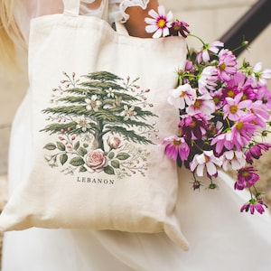 Lebanon Tote Bag Lebanese Gift Hands Off Lebanon Free Palestine Cedar of Lebanon Arabic Market Bag, Shoulder Bag, Reusable Grocery Bag