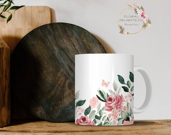 Pastel Floral Nature Mug | Aesthetic Coffee Mug | Wildflower Coffee Mug | Gift For Her | Flower Garden Lover Gift | Handmade Ceramic Mug