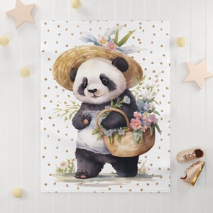 Panda Bear Baby Blanket | Lovey Blanket Sensory | Newborn Gift | Baby Shower Gift | Panda Bear Milestone Blanket | Toddler Blanket | Bamboo