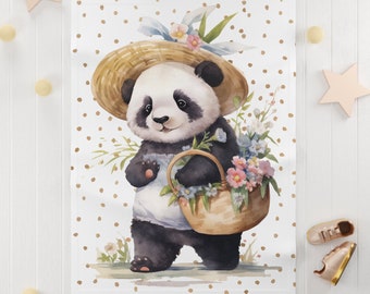 Panda Björn Babyfilt | Kärleksfull Filt Sensorisk | Nyföddpresent | Babyshowerpresent | Panda Björn Milstolpefilt | Småbarnsfilt | Bambu