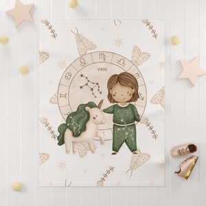 Luna Baby Blanket | Astrology Plush Blanket | Virgo Baby Shower Gift | Moon And Stars Baby Boy Blanket | Astrological Swaddle Blanket