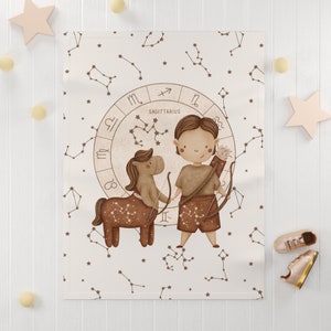 Moon and Stars Baby Blanket | Astrology Boy Blanket | Sagittarius Baby Shower Gift | Luna Baby Girl Blanket | Astrological Swaddle Blanket