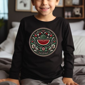 Youth Palestine Shirt | Palestine Long Sleeve shirt, Free Palestine Shirt, Palestine Tee| kid Shirt, Palestine Football, Watermelon Flag Tee