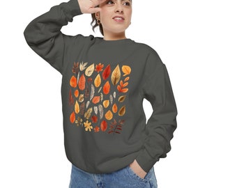 Cosy Blankets Trui met knapperige bladeren | Herfstsweater | Herfstsweater met ronde hals | T-shirt met herfstlijsten | Halloween-shirt dames
