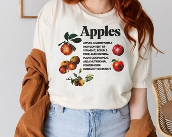 Vintage Apfel Ernährung T-Shirt, Cottagecore Herbst Shirt
